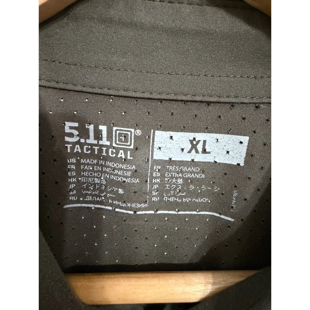 5.11 Tactical Mens XL Olive Green Perforated Vent Short Sleeve Button Up Shirt - Picture 3 of 5